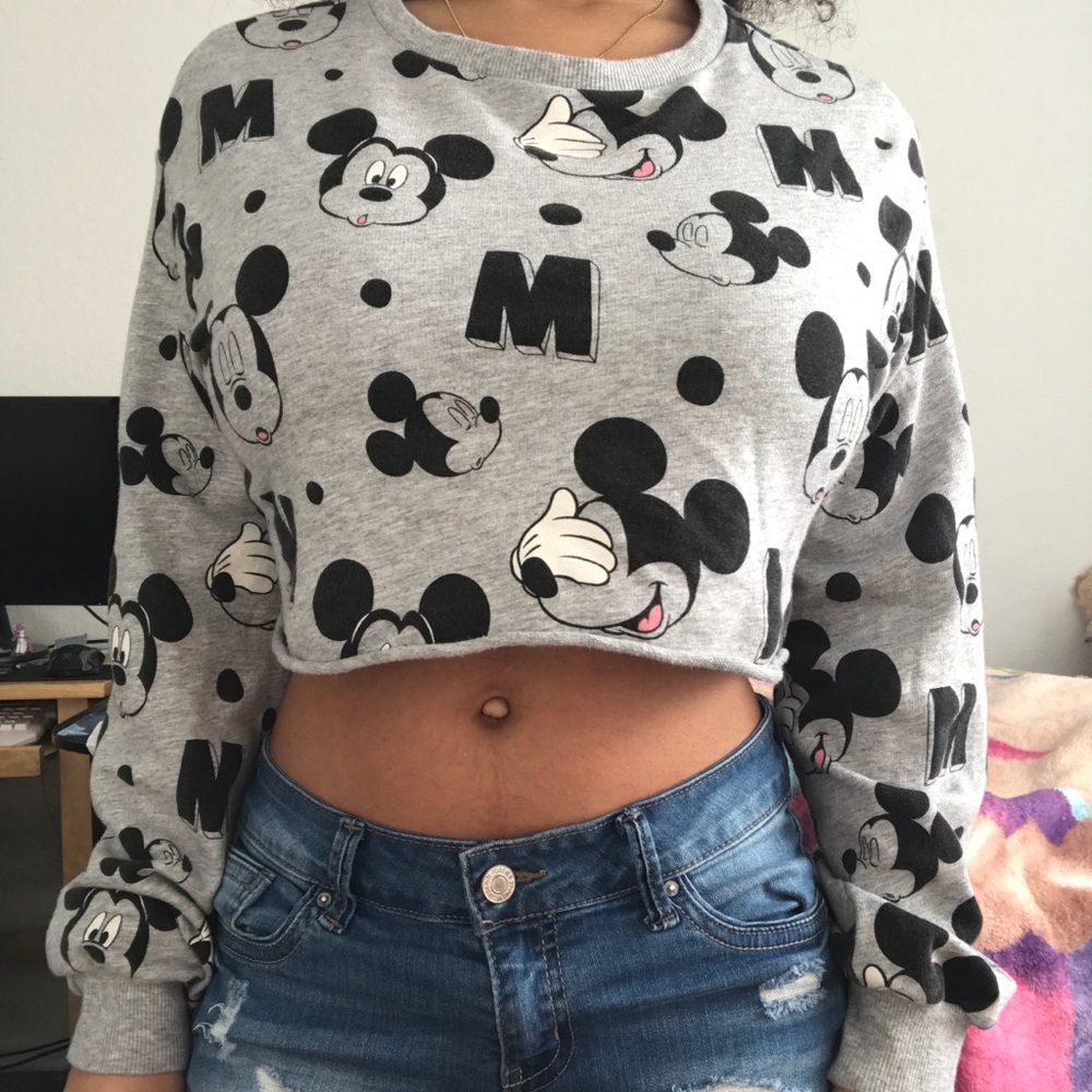 Cute Mickey Mouse Crop long sleeved sweater